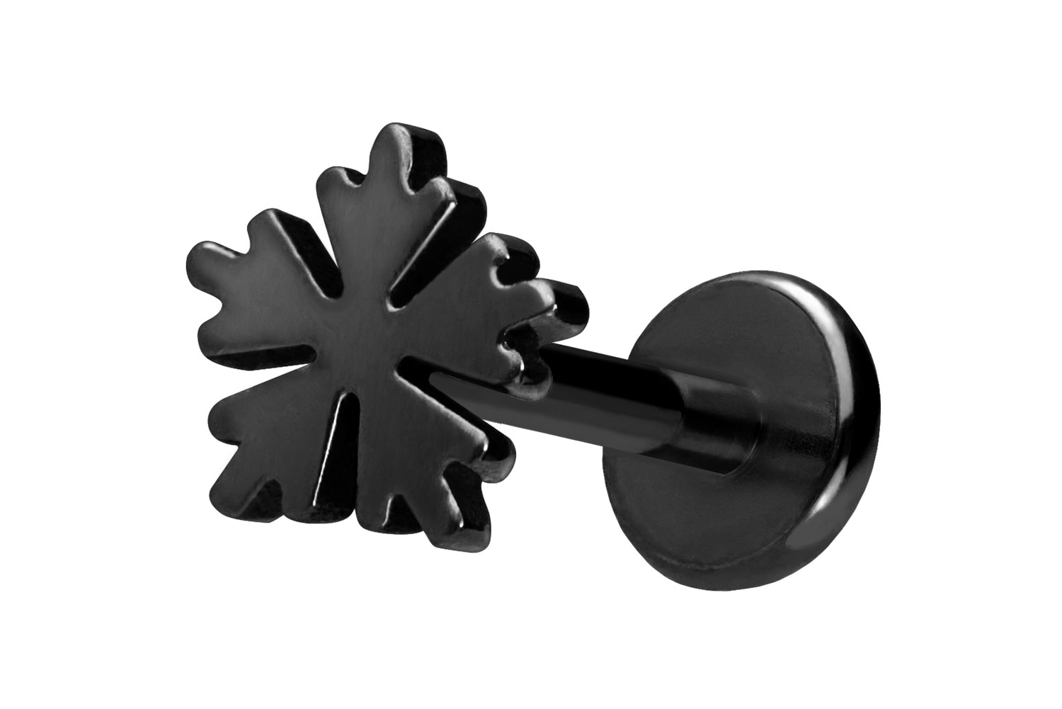 Titan Labret Piercing mit Push Fit SCHNEEFLOCKE